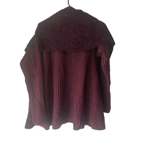 Lisa Rinna Collection Women Large Red Maroon Wrap Cardigan Chunky Sweater - Picture 8 of 10